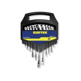 JUEGO SURTEK DE 11 LLAVES COMBINADAS MET EN RACK (100557)