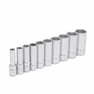 JUEGO URREA DE DADOS LARGOS STD HEXAGONAL 3/8", 10 PZAS (52111)