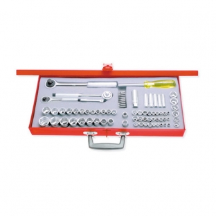 JUEGO URREA DE DADOS Y ACCESORIOS 1/4", 3/8" Y  1/2" EN CAJA METALICA (75 PIEZAS) (475254)